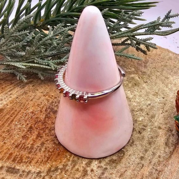 Beautiful Nature Tourmaline Gemstones Mixed Colors Adjustable Ring - Picture 3 of 10